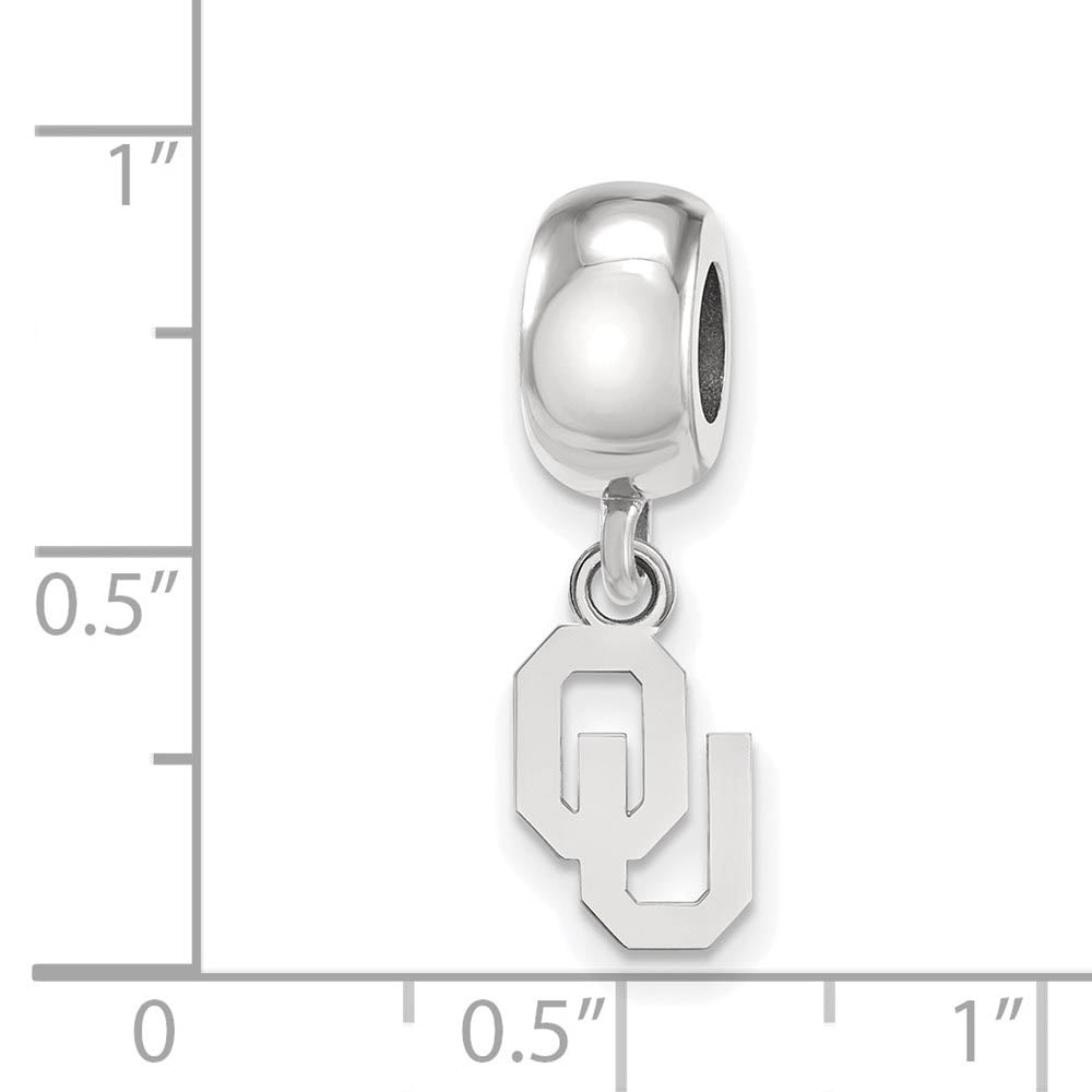 Alternate view of the Sterling Silver Rhodium Plated U. of Oklahoma XS Dangle Bead Charm by The Black Bow Jewelry Co.