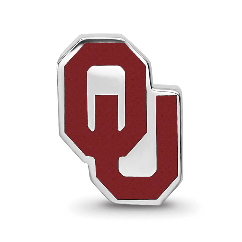 Alternate view of the Sterling Silver Rhodium Plated U of Oklahoma 1-Sided Enamel Bead Charm by The Black Bow Jewelry Co.