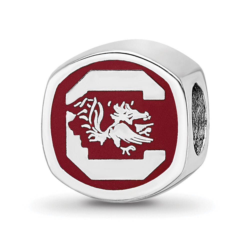 Sterling Silver Rhodium Plated U of South Carolina Enamel Cushion Bead, Item B19061 by The Black Bow Jewelry Co.