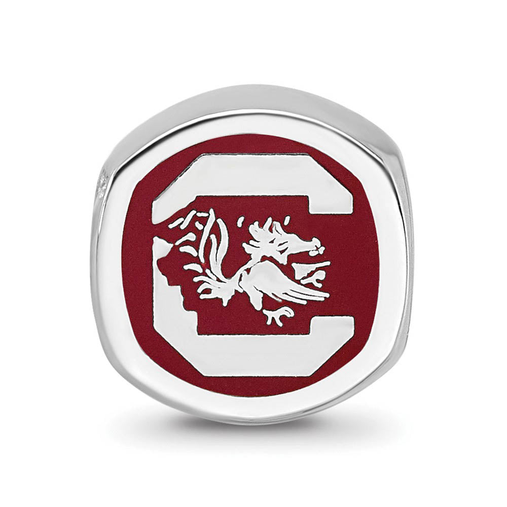 Alternate view of the Sterling Silver Rhodium Plated U of South Carolina Enamel Cushion Bead by The Black Bow Jewelry Co.