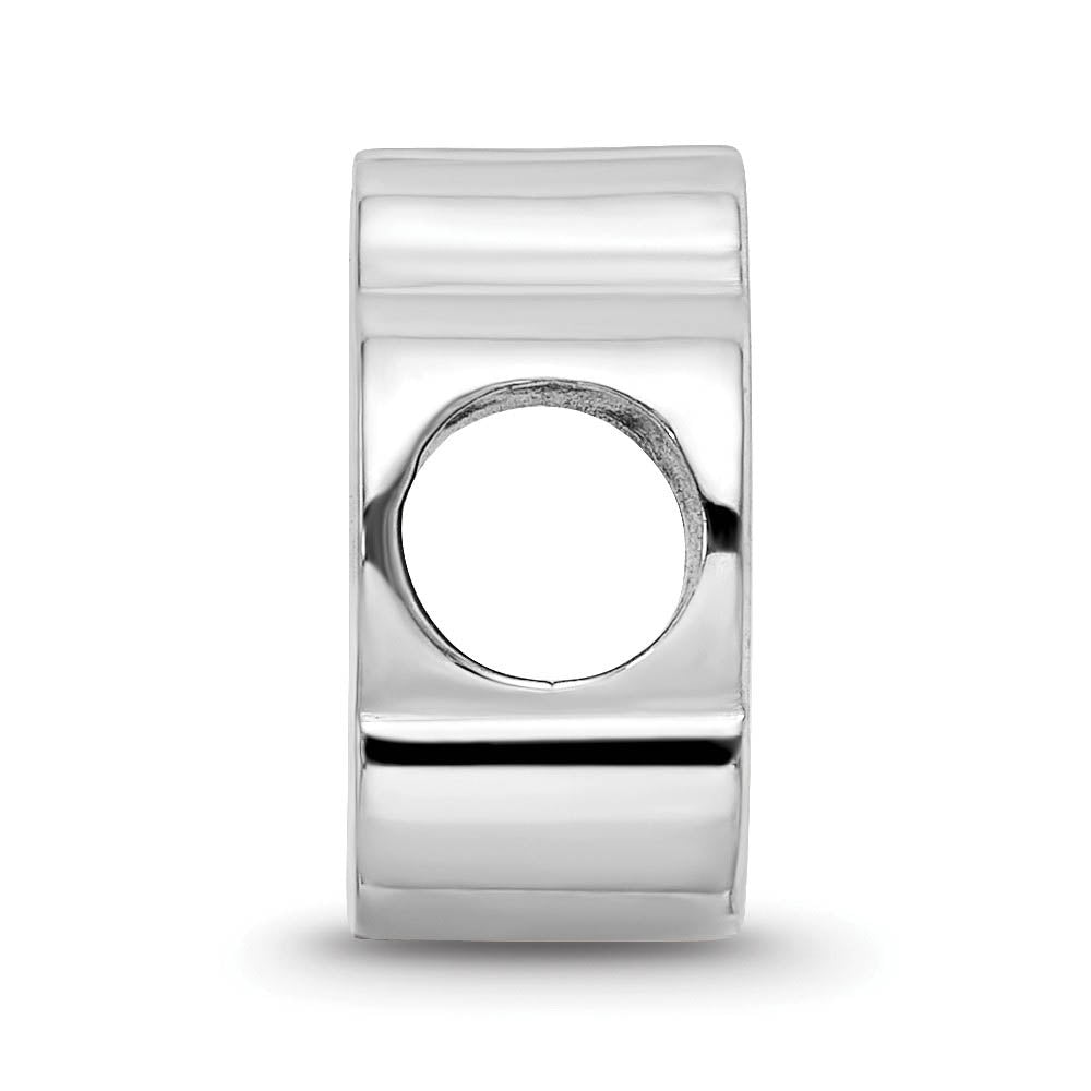 Alternate view of the Sterling Silver Rhodium Plated U. of South Dakota 1-Sided Enamel Bead by The Black Bow Jewelry Co.