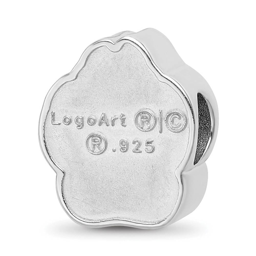 Alternate view of the Sterling Silver Rhodium Plated U. of South Dakota 1-Sided Enamel Bead by The Black Bow Jewelry Co.