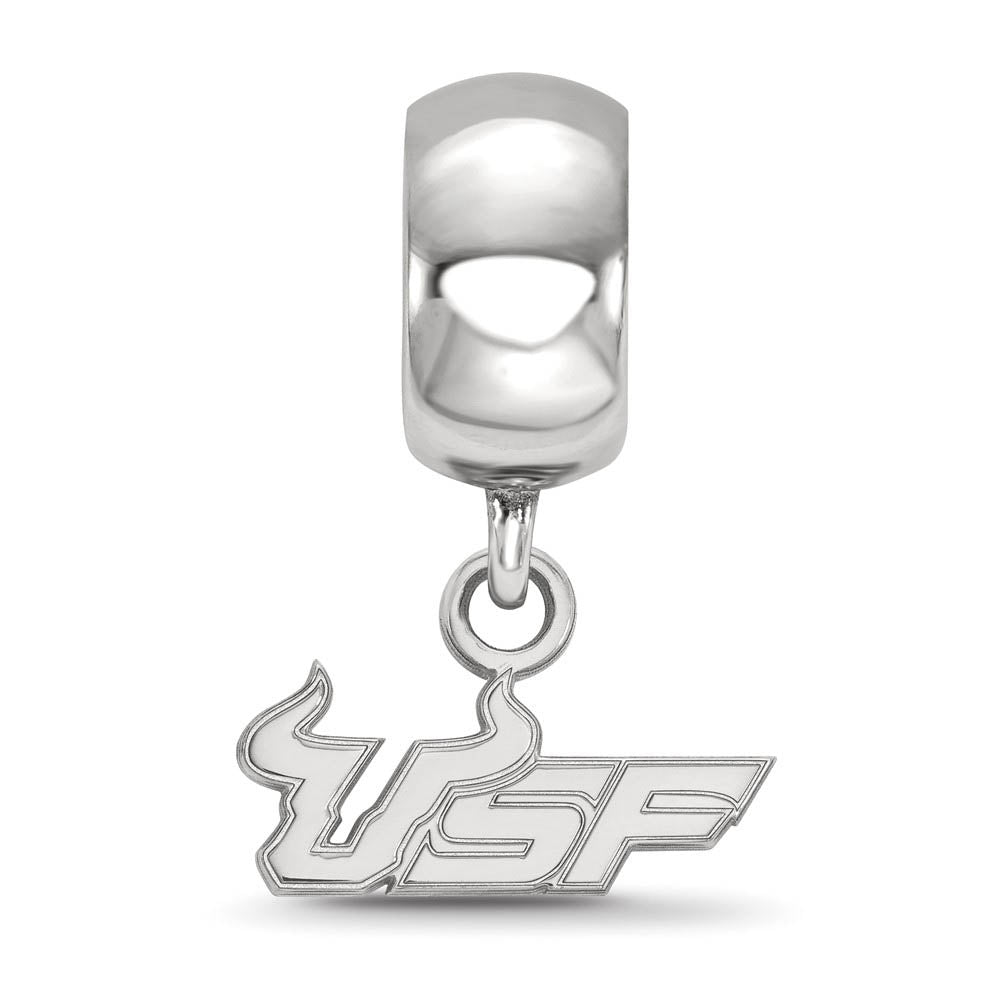 Alternate view of the Sterling Silver Rhodium Plated U of South Florida XS Dangle Bead Charm by The Black Bow Jewelry Co.