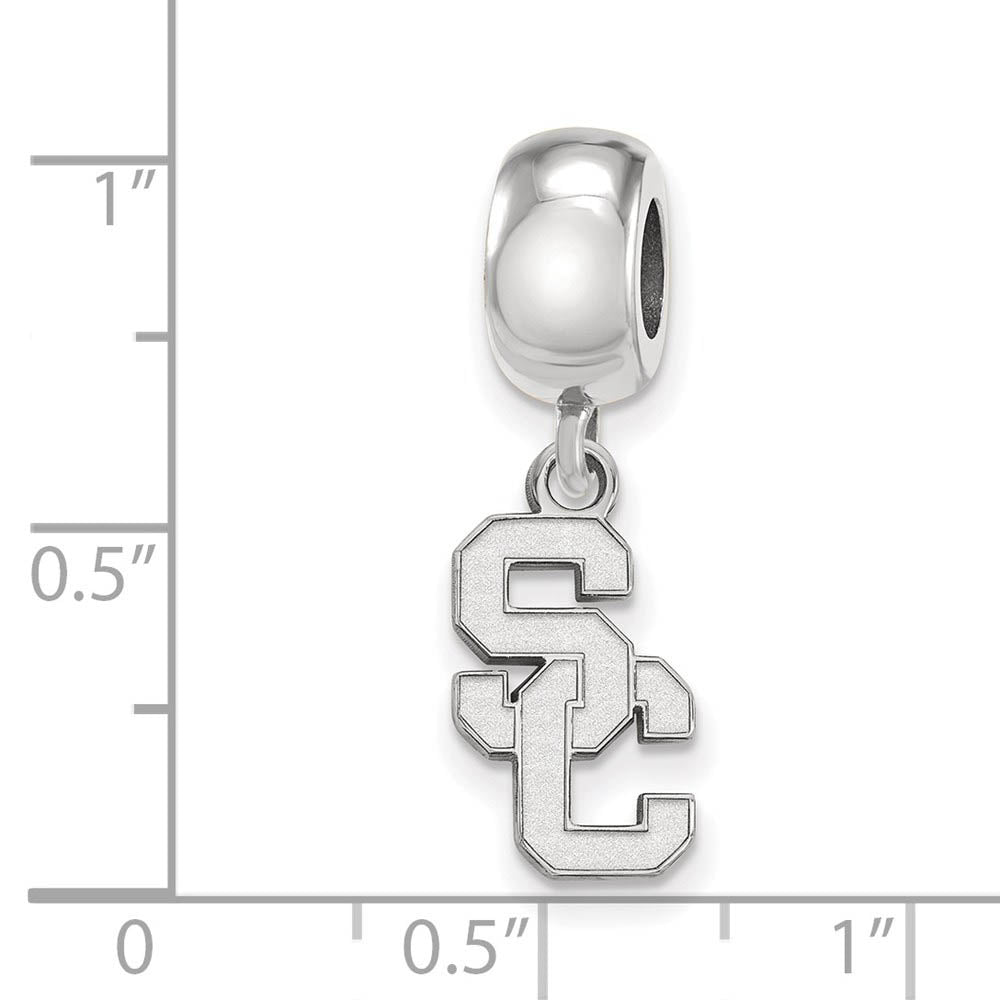 Alternate view of the Sterling Silver Rhodium Plated U of Southern Calif SM Dangle Bead by The Black Bow Jewelry Co.