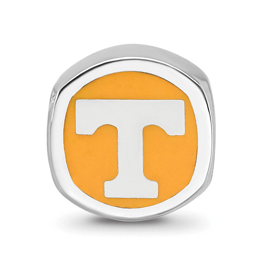 Alternate view of the Sterling Silver Rhodium Plated U. of Tennessee Enamel Cushion Bead by The Black Bow Jewelry Co.