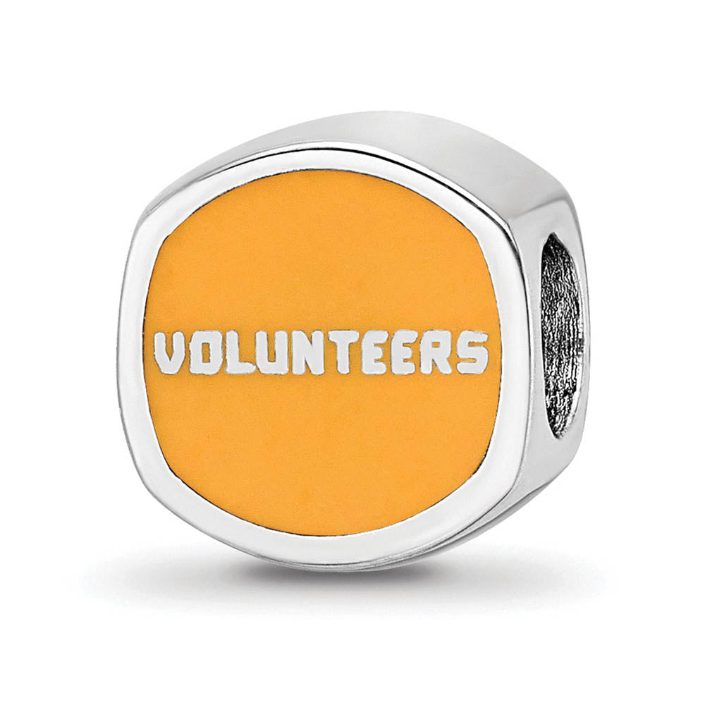 Alternate view of the Sterling Silver Rhodium Plated U. of Tennessee Enamel Cushion Bead by The Black Bow Jewelry Co.