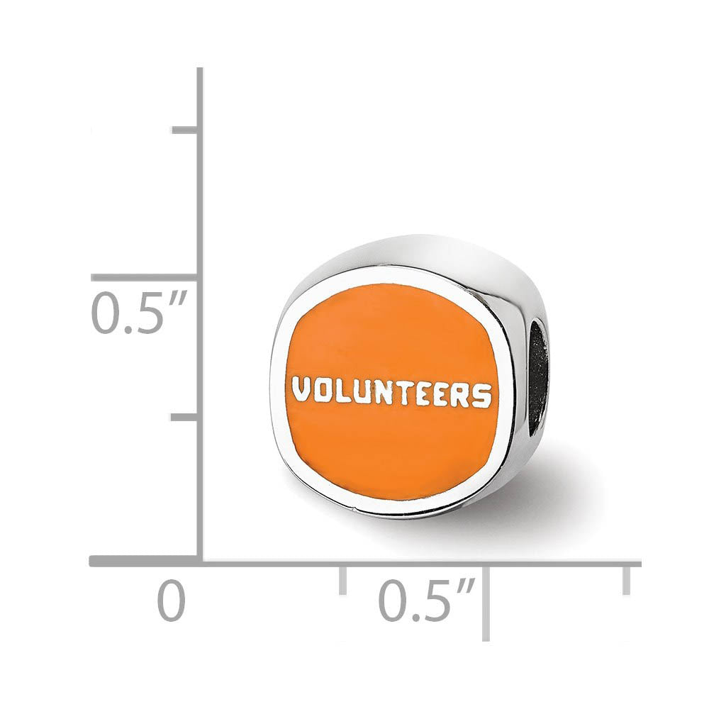 Alternate view of the Sterling Silver Rhodium Plated U. of Tennessee Enamel Cushion Bead by The Black Bow Jewelry Co.