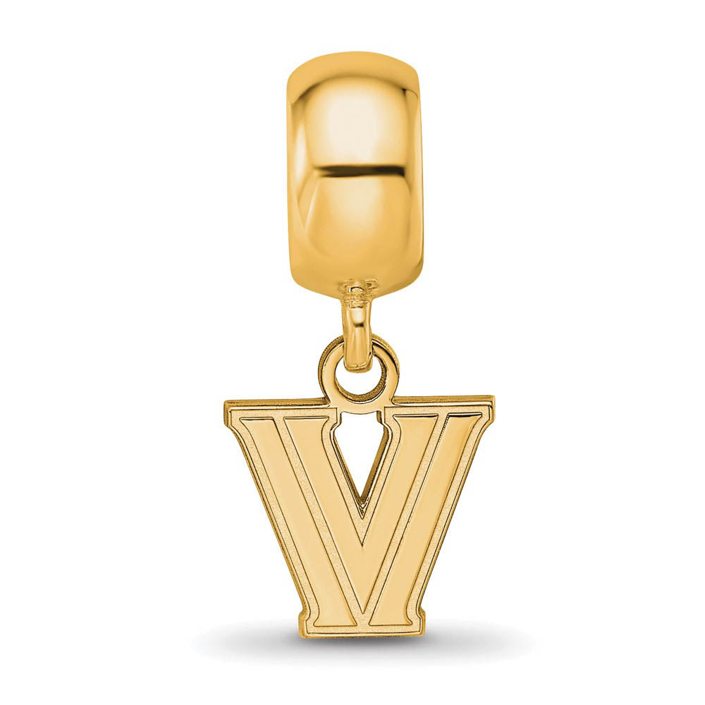 Alternate view of the 14K Yellow Gold Plated Sterling Silver Villanova Univ. XS Dangle Bead by The Black Bow Jewelry Co.