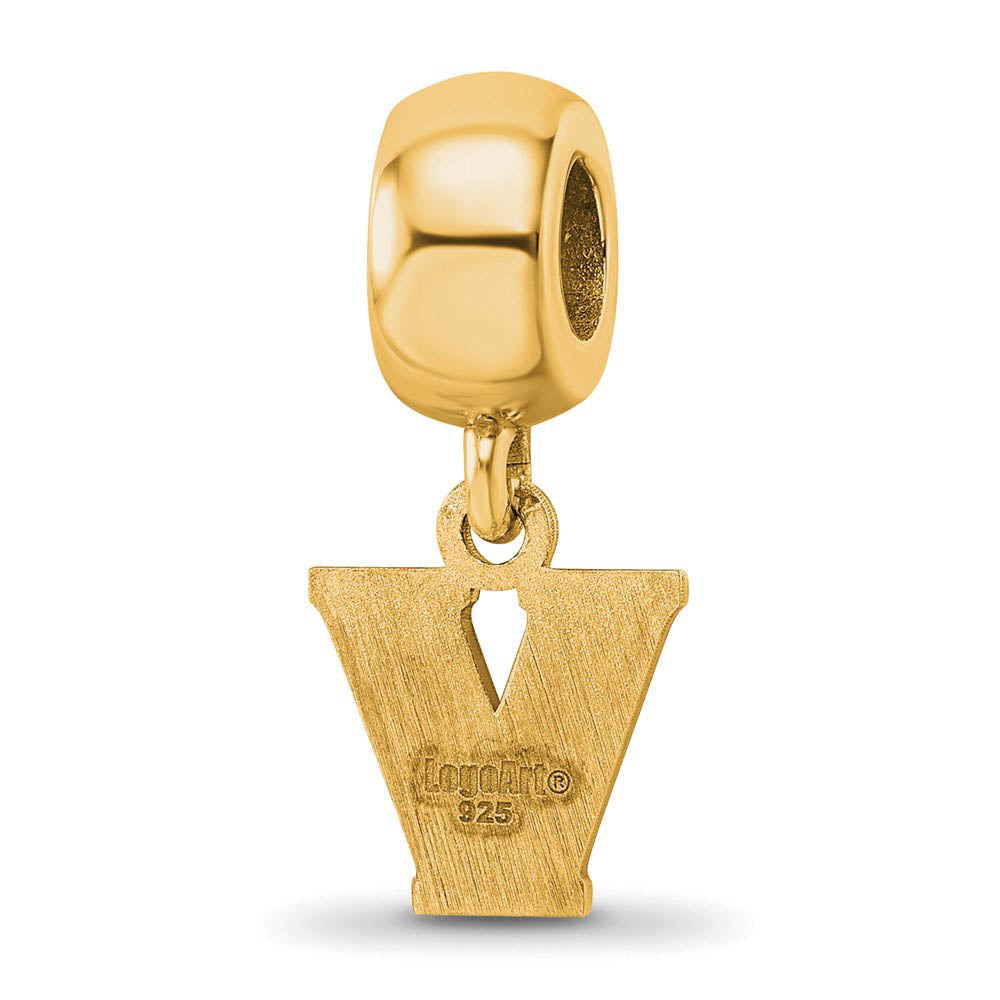 Alternate view of the 14K Yellow Gold Plated Sterling Silver Villanova Univ. XS Dangle Bead by The Black Bow Jewelry Co.