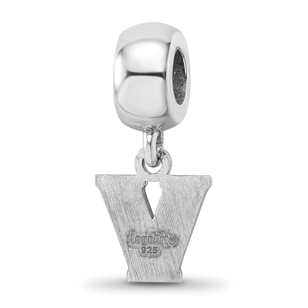 Alternate view of the Sterling Silver Rhodium Plated Villanova Univ. XS Dangle Bead Charm by The Black Bow Jewelry Co.