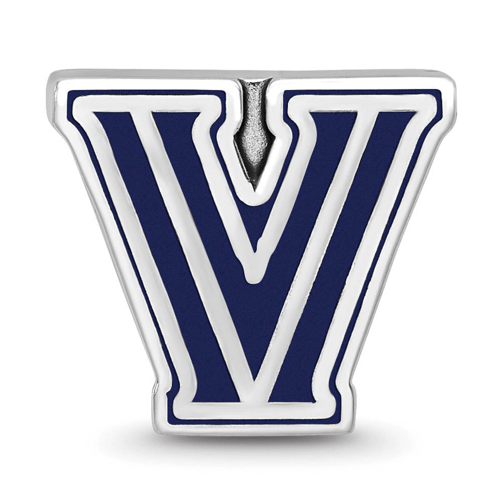 Alternate view of the Sterling Silver Rhodium Plated Villanova University Enamel Bead Charm by The Black Bow Jewelry Co.