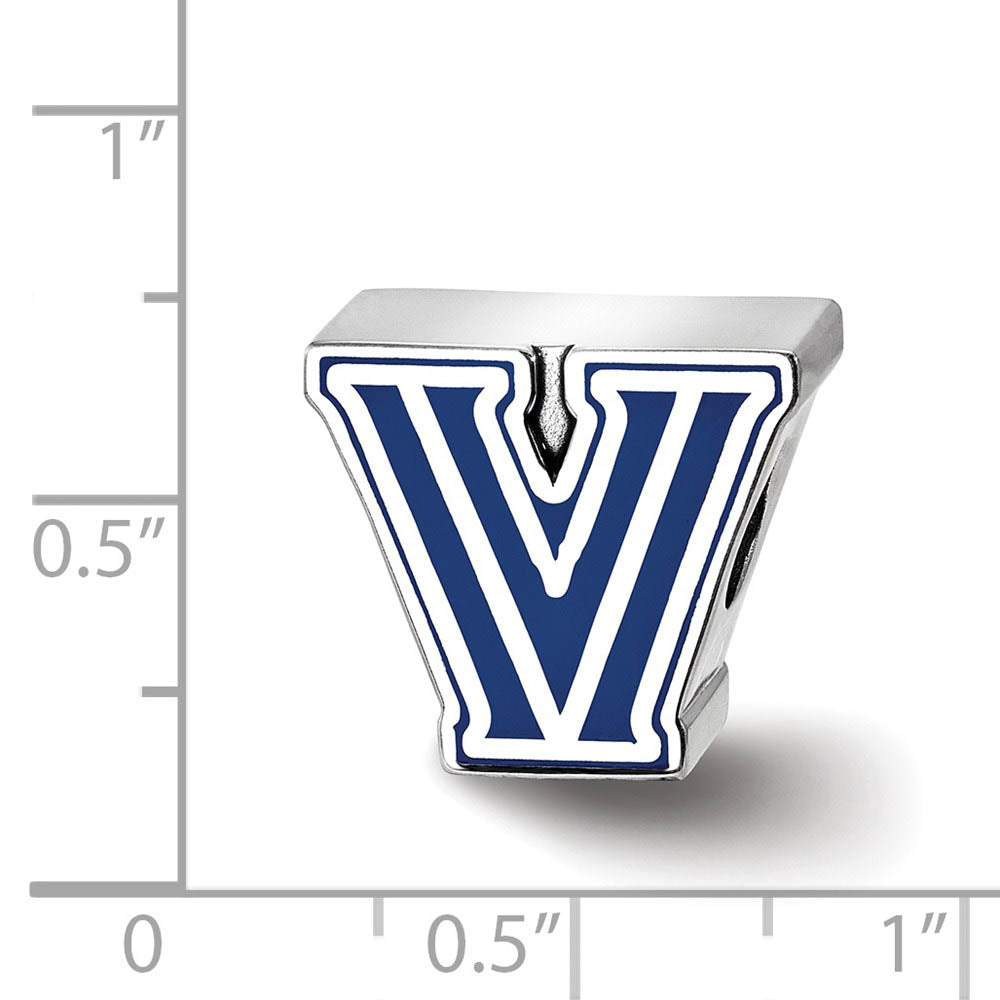 Alternate view of the Sterling Silver Rhodium Plated Villanova University Enamel Bead Charm by The Black Bow Jewelry Co.