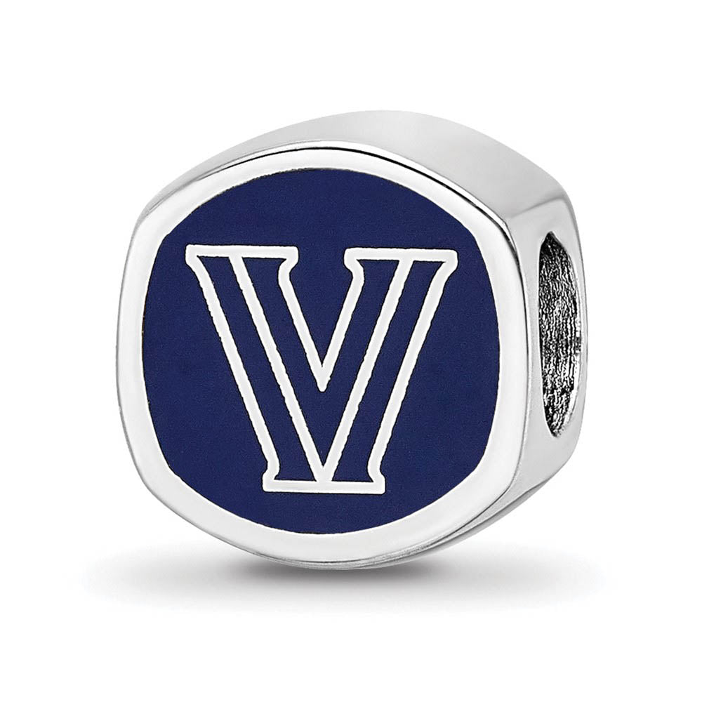 Sterling Silver Rhodium Plated Villanova U. Enamel Cushion Bead Charm, Item B19074 by The Black Bow Jewelry Co.