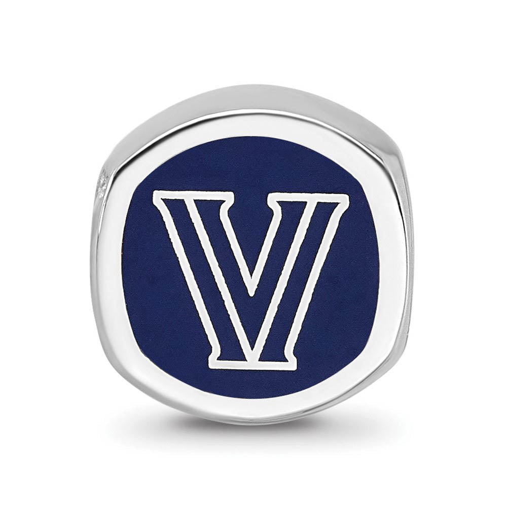 Alternate view of the Sterling Silver Rhodium Plated Villanova U. Enamel Cushion Bead Charm by The Black Bow Jewelry Co.