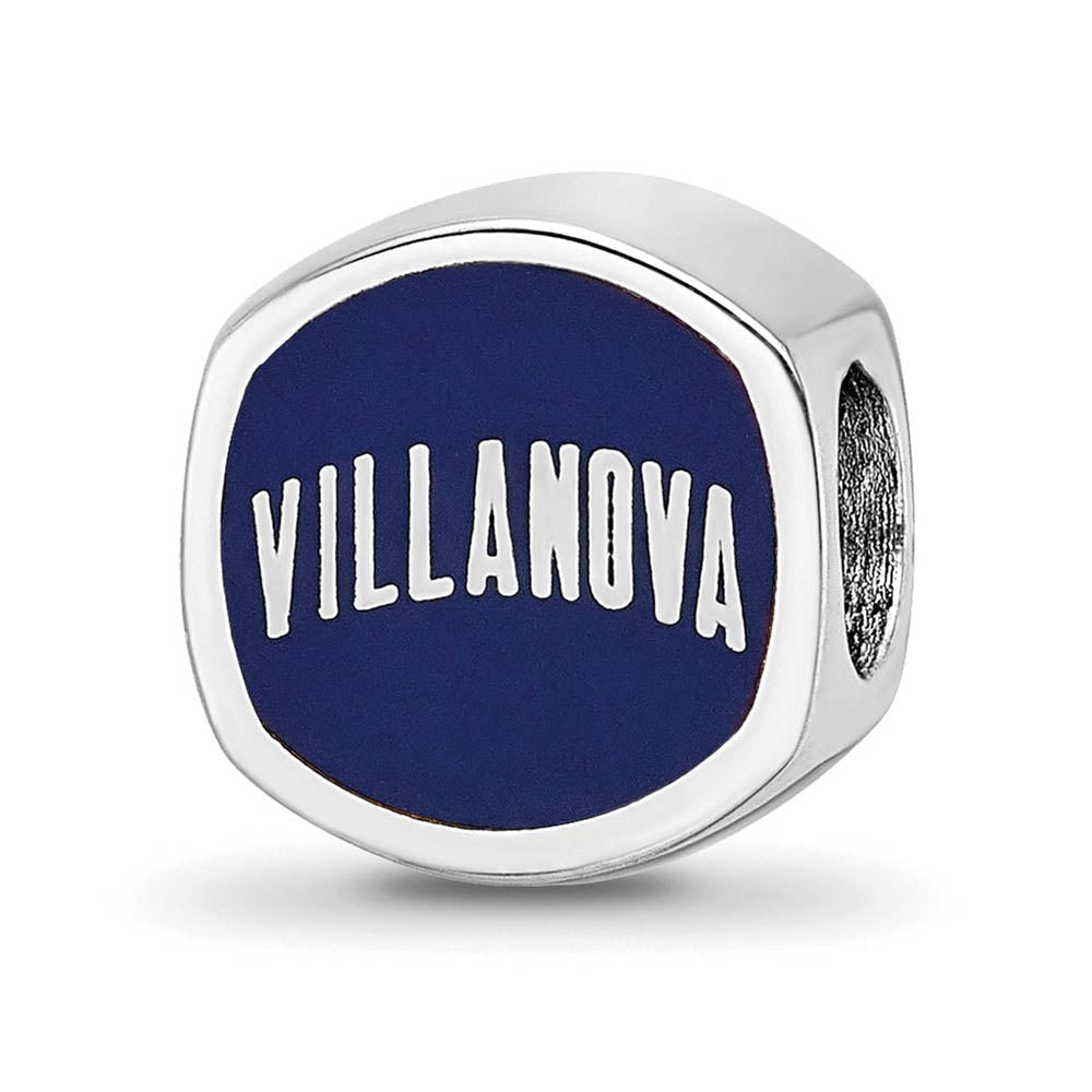 Alternate view of the Sterling Silver Rhodium Plated Villanova U. Enamel Cushion Bead Charm by The Black Bow Jewelry Co.