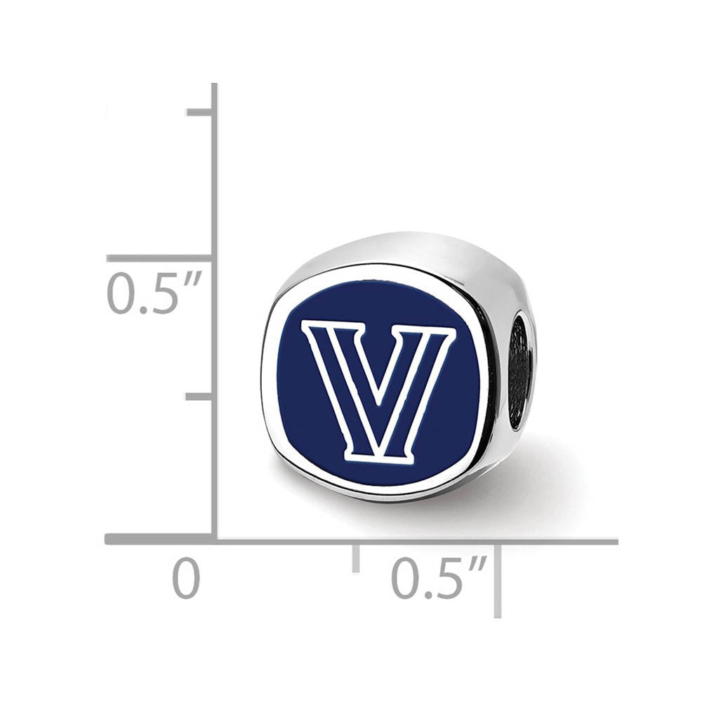 Alternate view of the Sterling Silver Rhodium Plated Villanova U. Enamel Cushion Bead Charm by The Black Bow Jewelry Co.