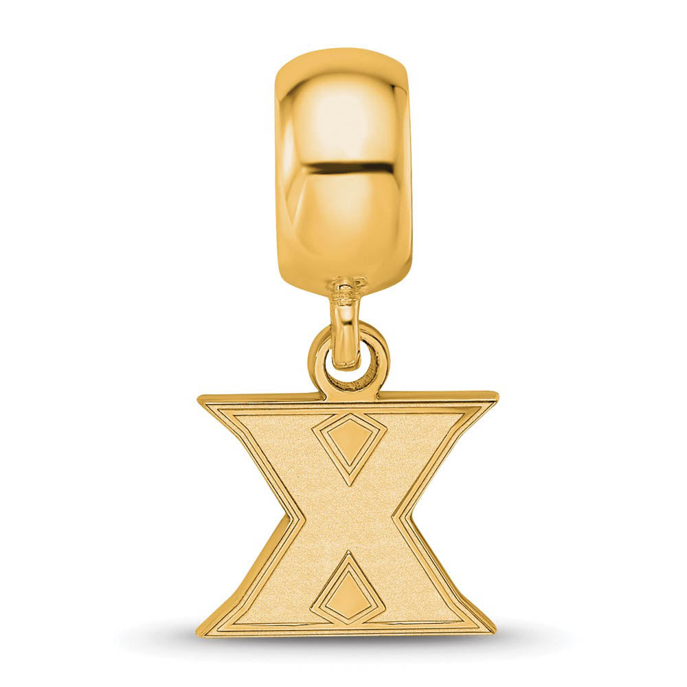 Alternate view of the 14K Yellow Gold Plated Sterling Silver Xavier Univ. XS Dangle Bead by The Black Bow Jewelry Co.