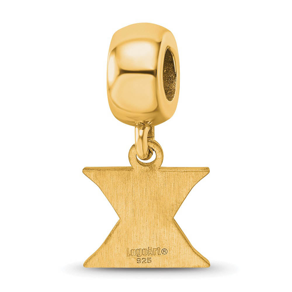Alternate view of the 14K Yellow Gold Plated Sterling Silver Xavier Univ. XS Dangle Bead by The Black Bow Jewelry Co.