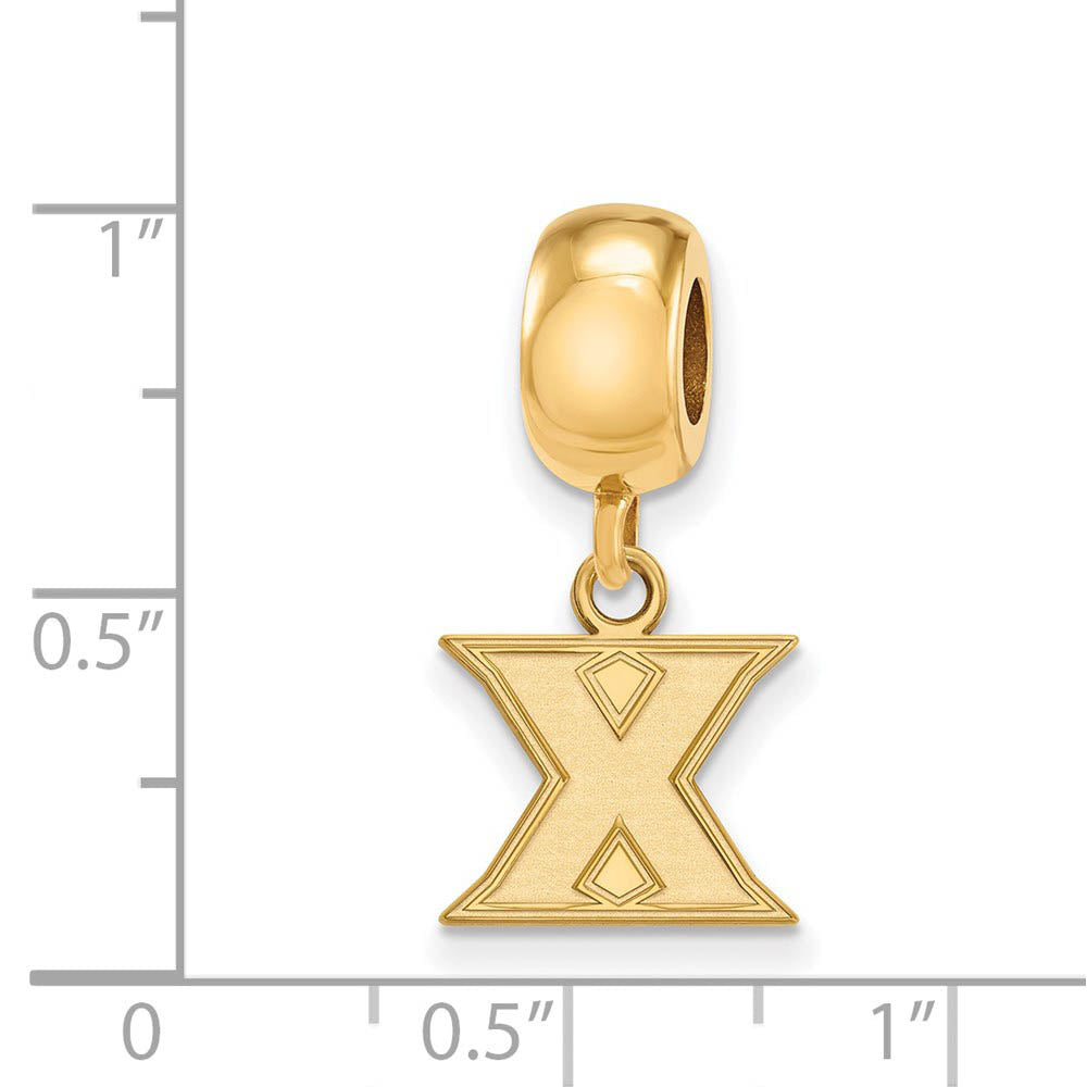 Alternate view of the 14K Yellow Gold Plated Sterling Silver Xavier Univ. XS Dangle Bead by The Black Bow Jewelry Co.