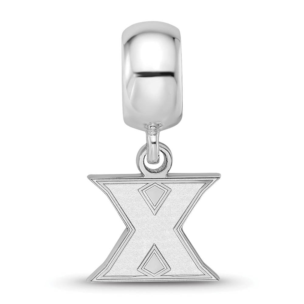 Alternate view of the Sterling Silver Rhodium Plated Xavier University XS Dangle Bead Charm by The Black Bow Jewelry Co.
