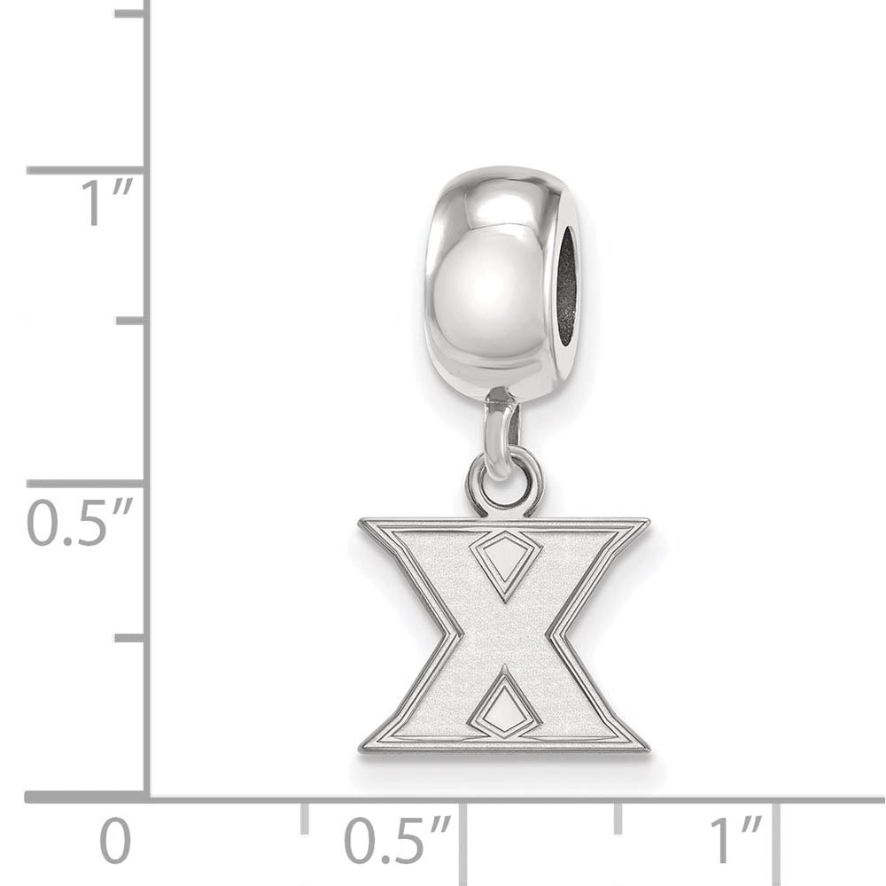 Alternate view of the Sterling Silver Rhodium Plated Xavier University XS Dangle Bead Charm by The Black Bow Jewelry Co.