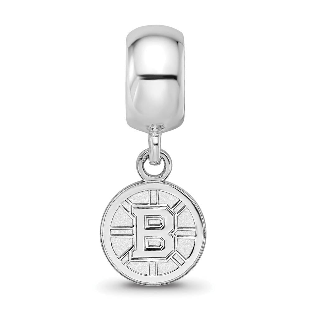 Alternate view of the Sterling Silver Rhodium Plated NHL Boston Bruins XS Dangle Bead Charm by The Black Bow Jewelry Co.
