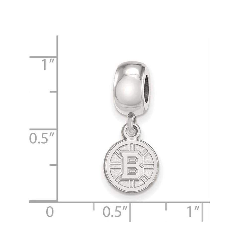 Alternate view of the Sterling Silver Rhodium Plated NHL Boston Bruins XS Dangle Bead Charm by The Black Bow Jewelry Co.