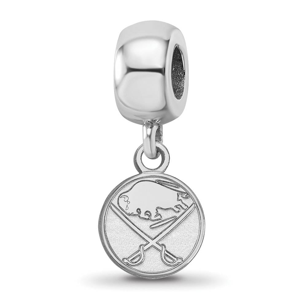 Sterling Silver Rhodium Plated NHL Buffalo Sabres XS Dangle Bead Charm, Item B19085 by The Black Bow Jewelry Co.