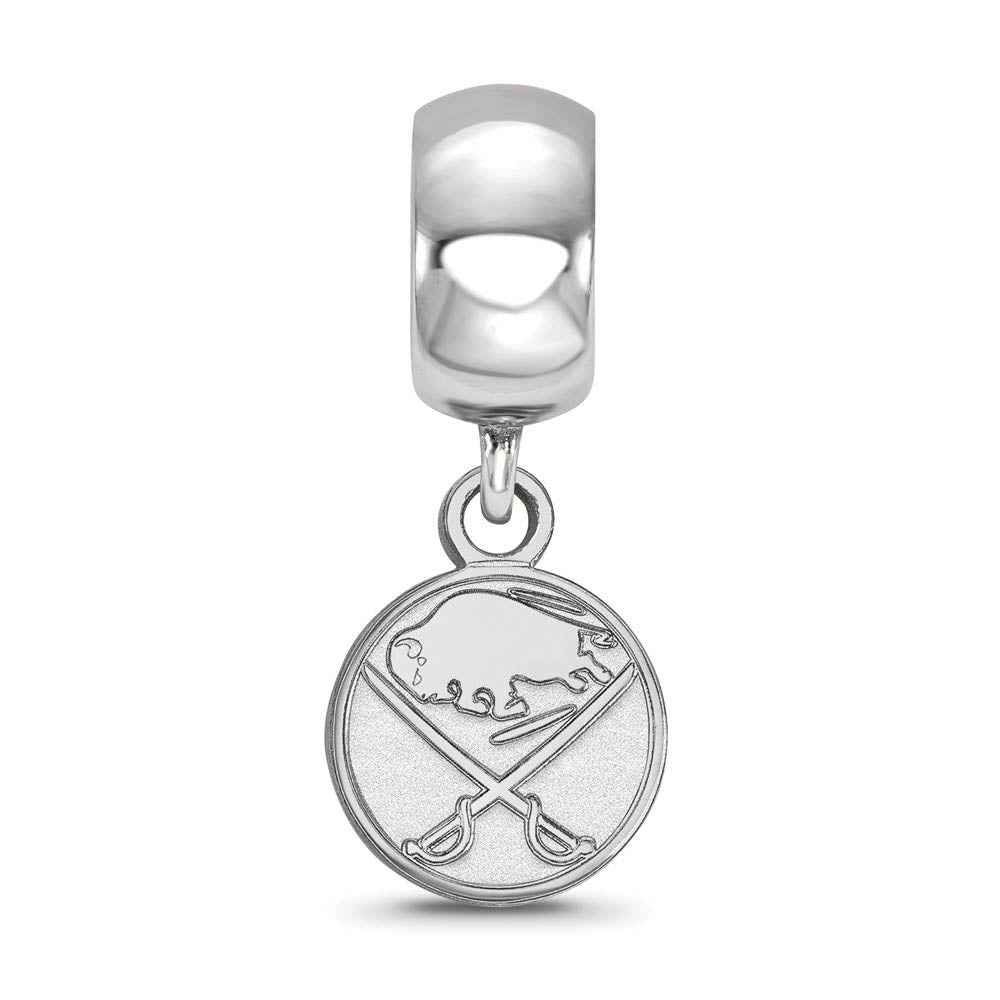 Alternate view of the Sterling Silver Rhodium Plated NHL Buffalo Sabres XS Dangle Bead Charm by The Black Bow Jewelry Co.