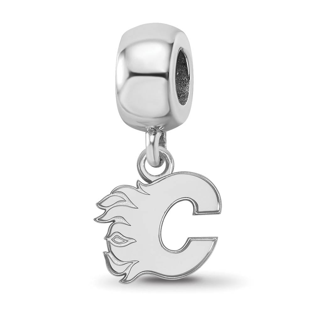 Sterling Silver Rhodium Plated NHL Calgary Flames XS Dangle Bead Charm, Item B19087 by The Black Bow Jewelry Co.