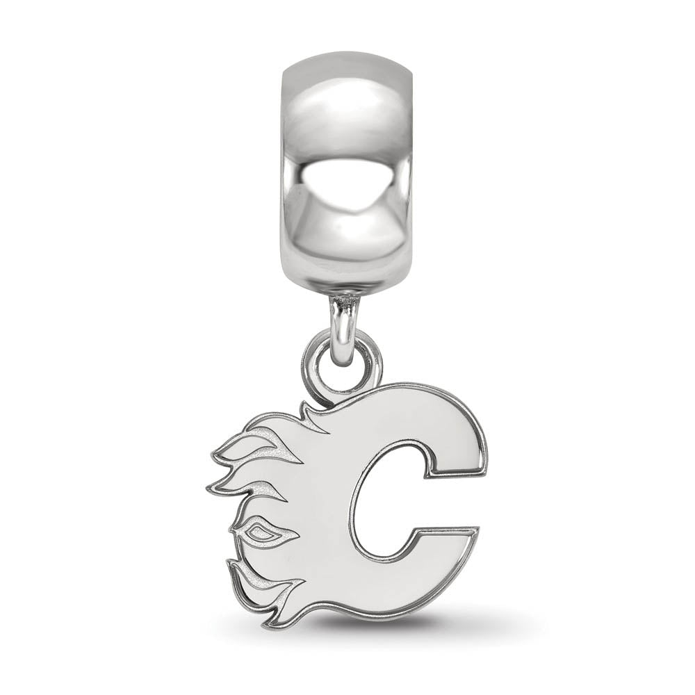 Alternate view of the Sterling Silver Rhodium Plated NHL Calgary Flames XS Dangle Bead Charm by The Black Bow Jewelry Co.