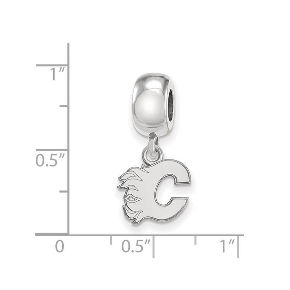 Alternate view of the Sterling Silver Rhodium Plated NHL Calgary Flames XS Dangle Bead Charm by The Black Bow Jewelry Co.