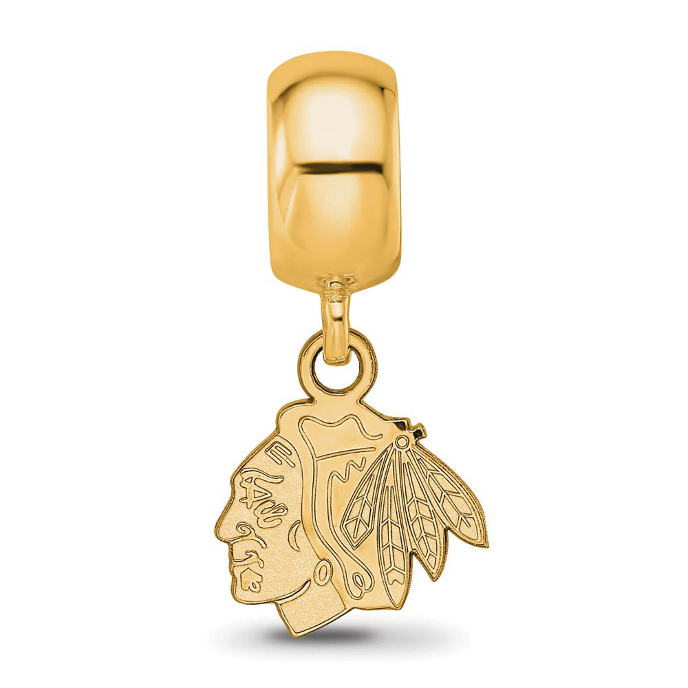 Alternate view of the 14KY Gold Plated Sterling Silver NHL Chicago Blackhawks XS Dangle Bead by The Black Bow Jewelry Co.