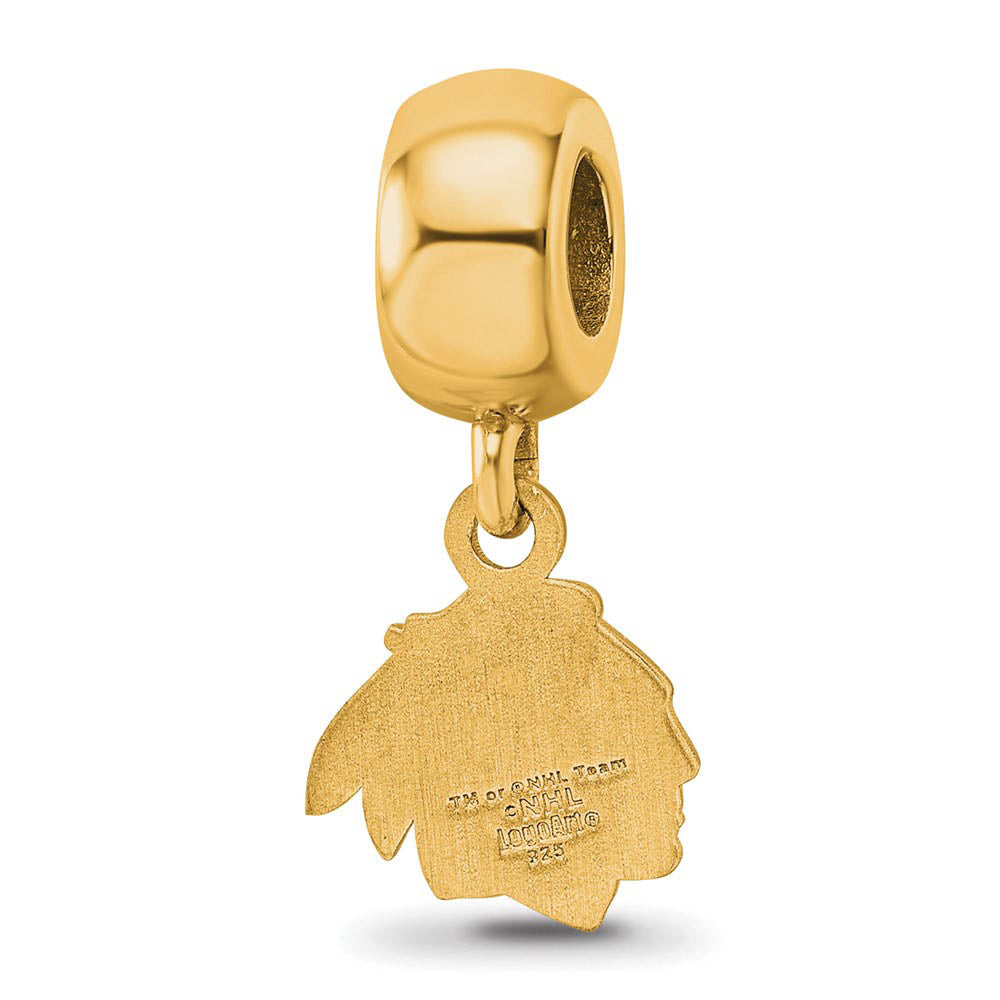 Alternate view of the 14KY Gold Plated Sterling Silver NHL Chicago Blackhawks XS Dangle Bead by The Black Bow Jewelry Co.