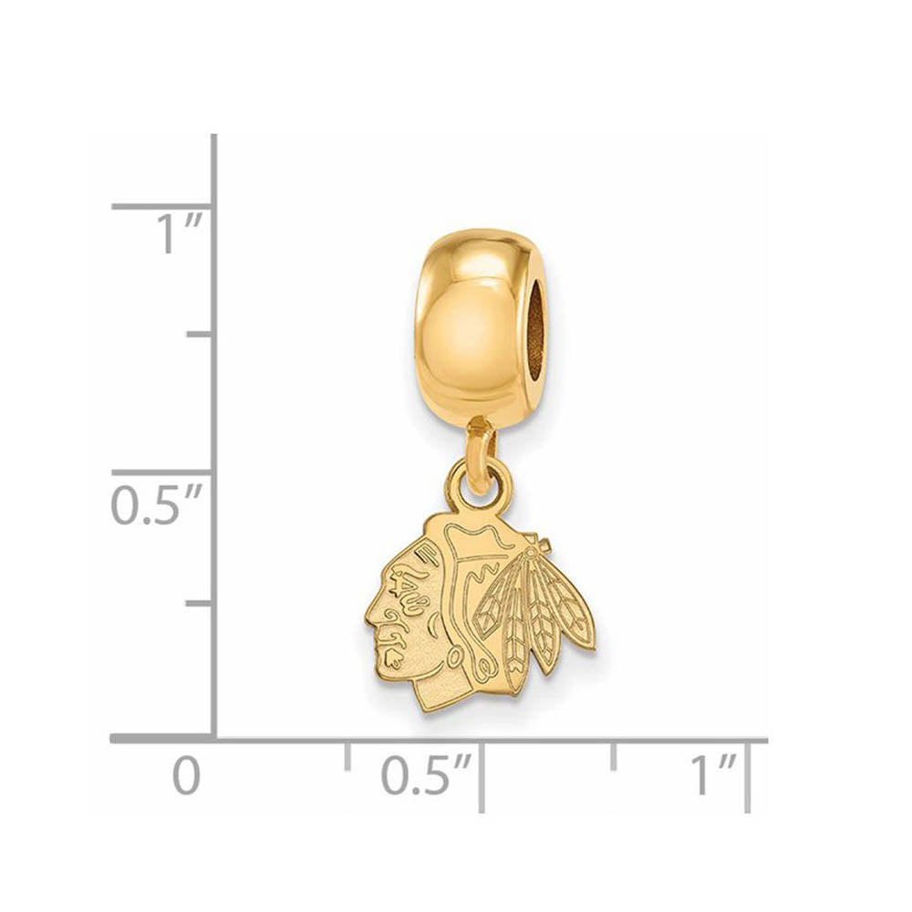 Alternate view of the 14KY Gold Plated Sterling Silver NHL Chicago Blackhawks XS Dangle Bead by The Black Bow Jewelry Co.