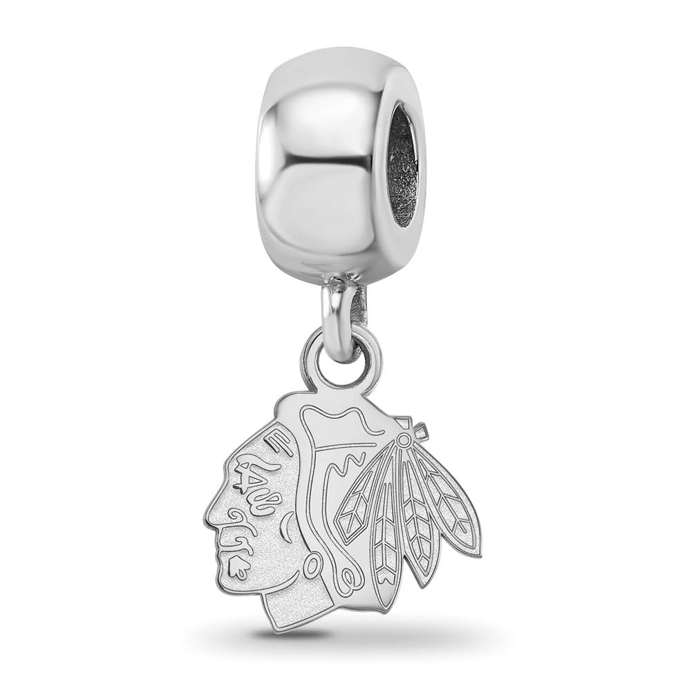 Sterling Silver Rhodium Plated NHL Chicago Blackhawks XS Dangle Bead, Item B19089 by The Black Bow Jewelry Co.
