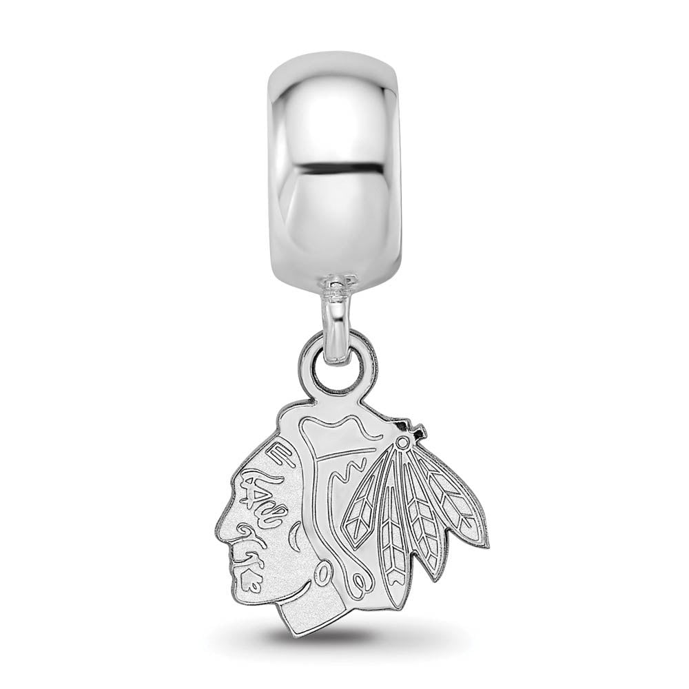 Alternate view of the Sterling Silver Rhodium Plated NHL Chicago Blackhawks XS Dangle Bead by The Black Bow Jewelry Co.