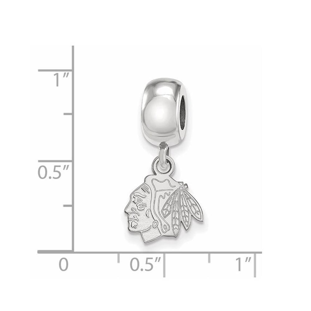 Alternate view of the Sterling Silver Rhodium Plated NHL Chicago Blackhawks XS Dangle Bead by The Black Bow Jewelry Co.
