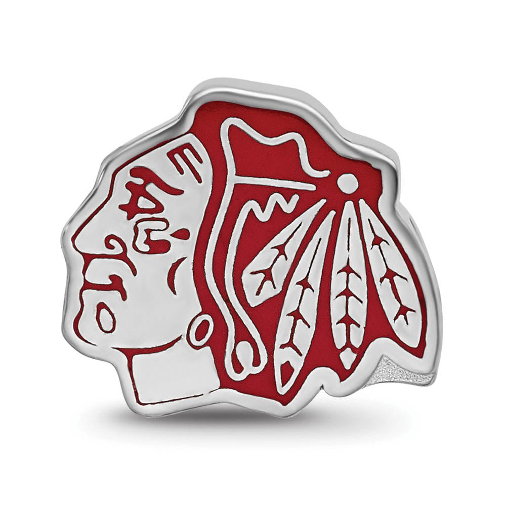 Alternate view of the Sterling Silver Rhodium Plated NHL Chicago Blackhawks Enamel Bead by The Black Bow Jewelry Co.