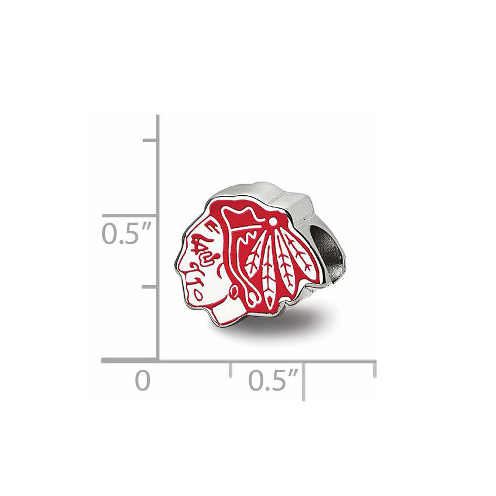 Alternate view of the Sterling Silver Rhodium Plated NHL Chicago Blackhawks Enamel Bead by The Black Bow Jewelry Co.