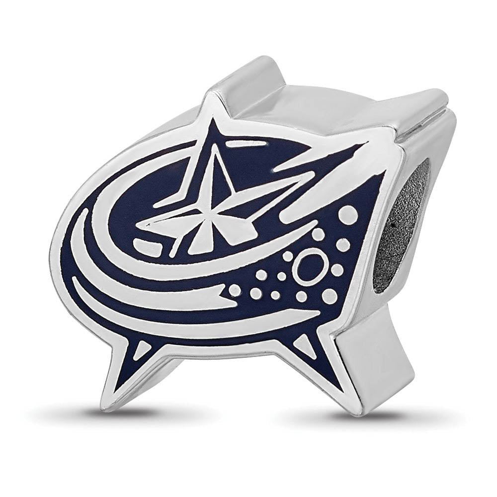 Sterling Silver Rhodium Plated NHL Columbus Blue Jackets Enamel Bead, Item B19091 by The Black Bow Jewelry Co.