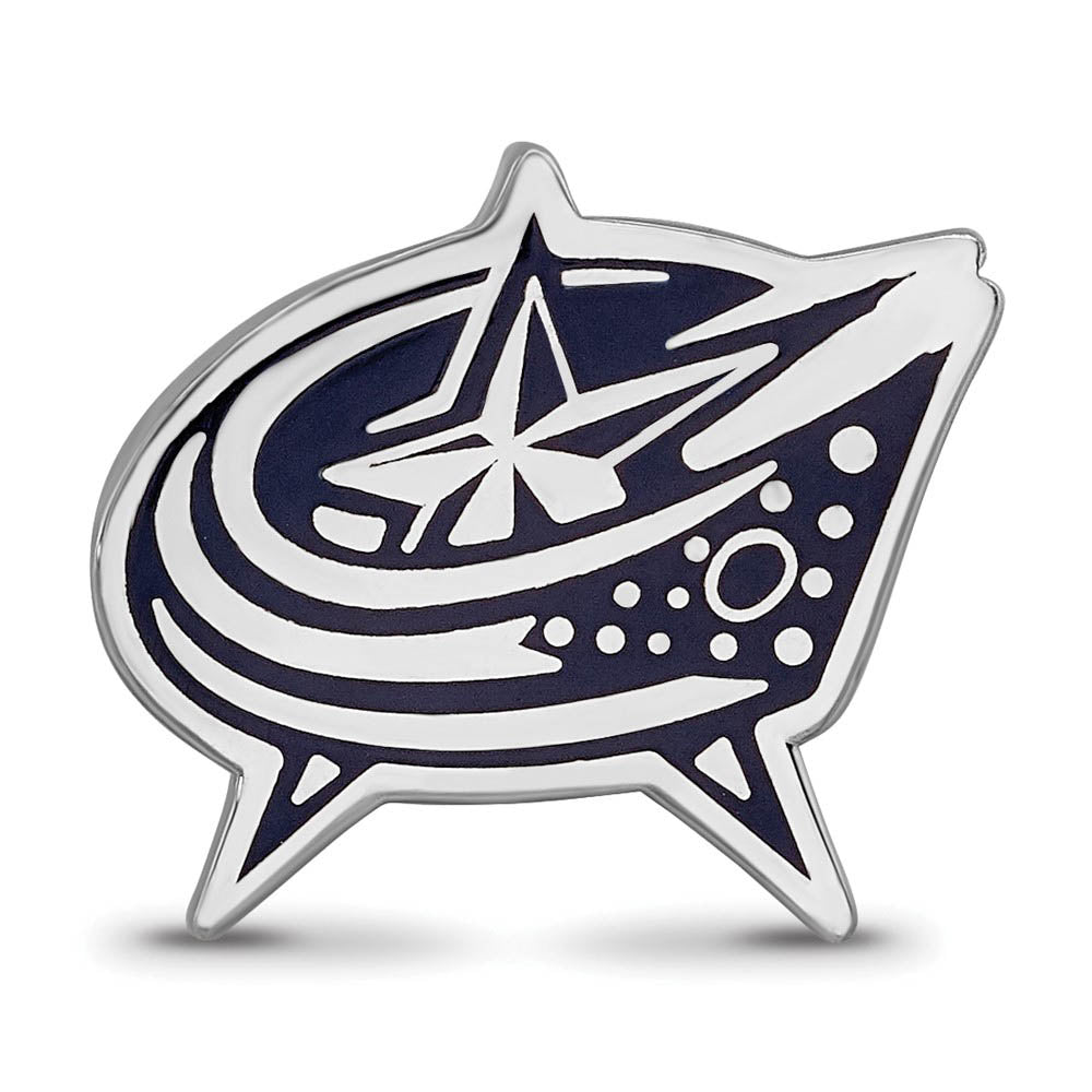 Alternate view of the Sterling Silver Rhodium Plated NHL Columbus Blue Jackets Enamel Bead by The Black Bow Jewelry Co.