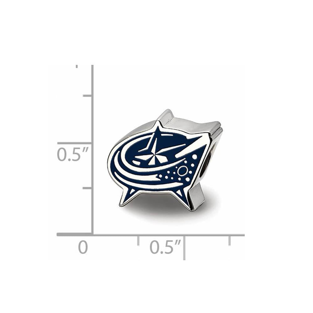 Alternate view of the Sterling Silver Rhodium Plated NHL Columbus Blue Jackets Enamel Bead by The Black Bow Jewelry Co.