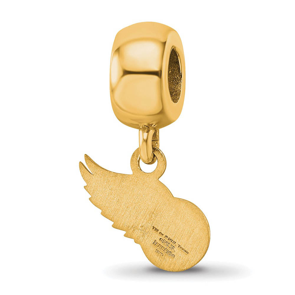Alternate view of the 14KY Gold Plated Sterling Silver NHL Detroit Red Wings XS Dangle Bead by The Black Bow Jewelry Co.