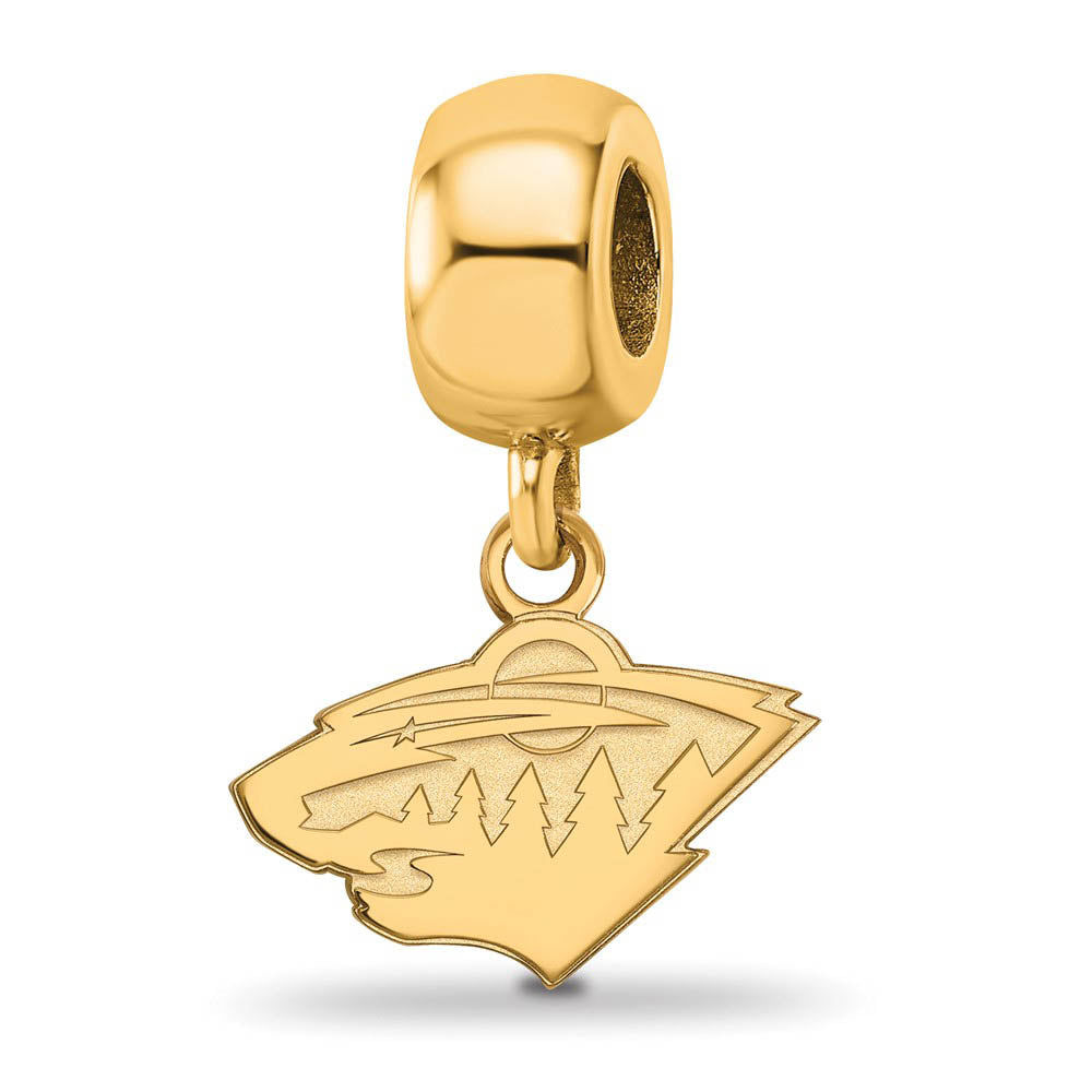 14KY Gold Plated Sterling Silver NHL Minnesota Wild XS Dangle Bead, Item B19096 by The Black Bow Jewelry Co.