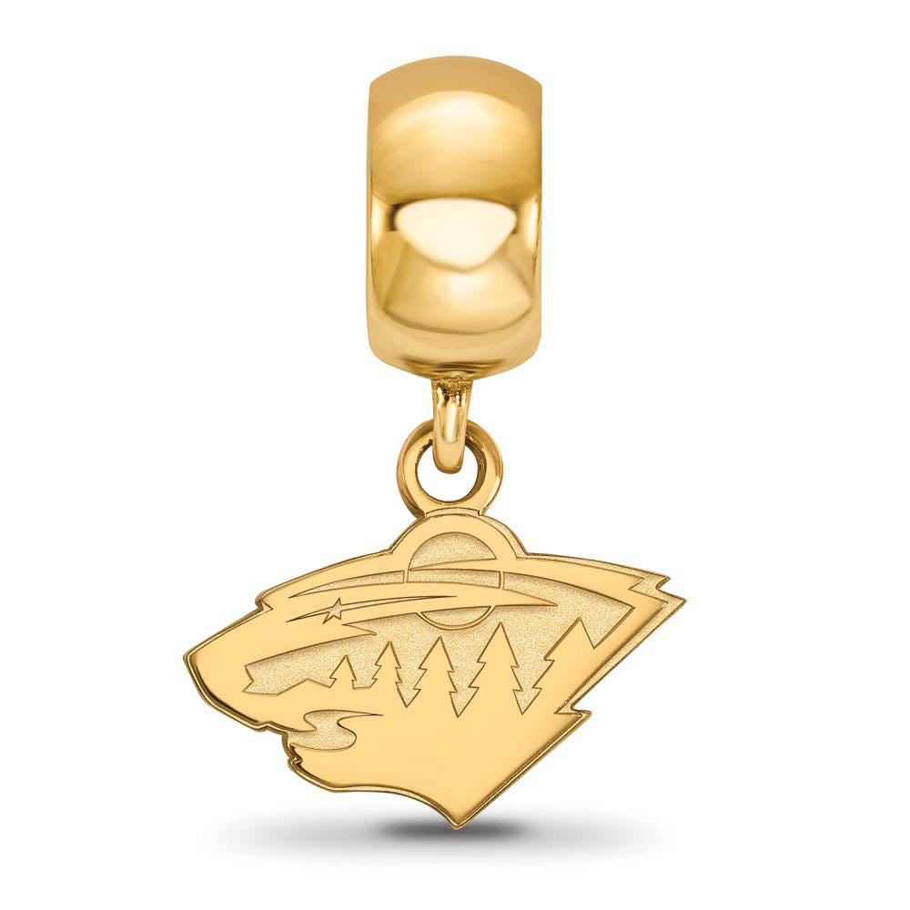 Alternate view of the 14KY Gold Plated Sterling Silver NHL Minnesota Wild XS Dangle Bead by The Black Bow Jewelry Co.