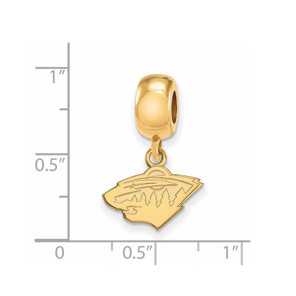 Alternate view of the 14KY Gold Plated Sterling Silver NHL Minnesota Wild XS Dangle Bead by The Black Bow Jewelry Co.