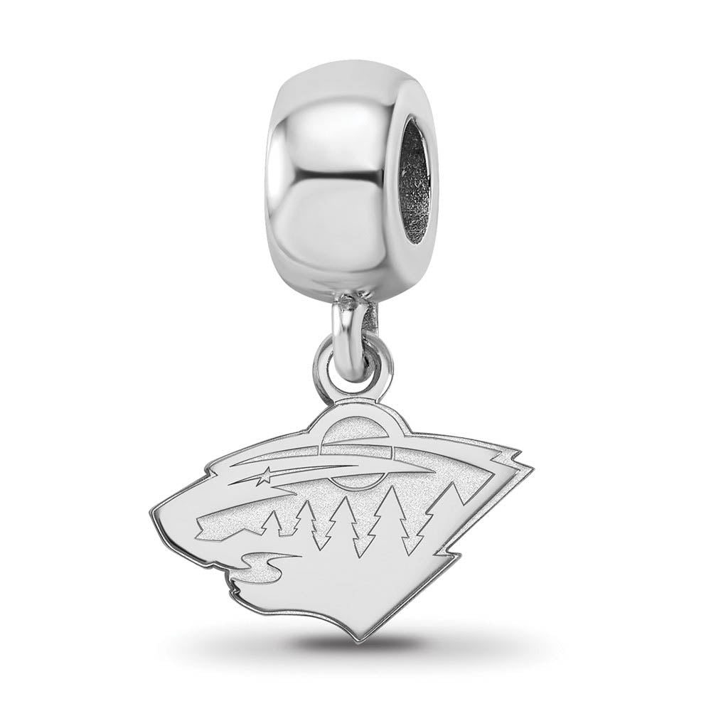 Sterling Silver Rhodium Plated NHL Minnesota Wild XS Dangle Bead Charm, Item B19097 by The Black Bow Jewelry Co.