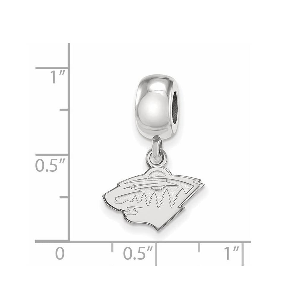 Alternate view of the Sterling Silver Rhodium Plated NHL Minnesota Wild XS Dangle Bead Charm by The Black Bow Jewelry Co.