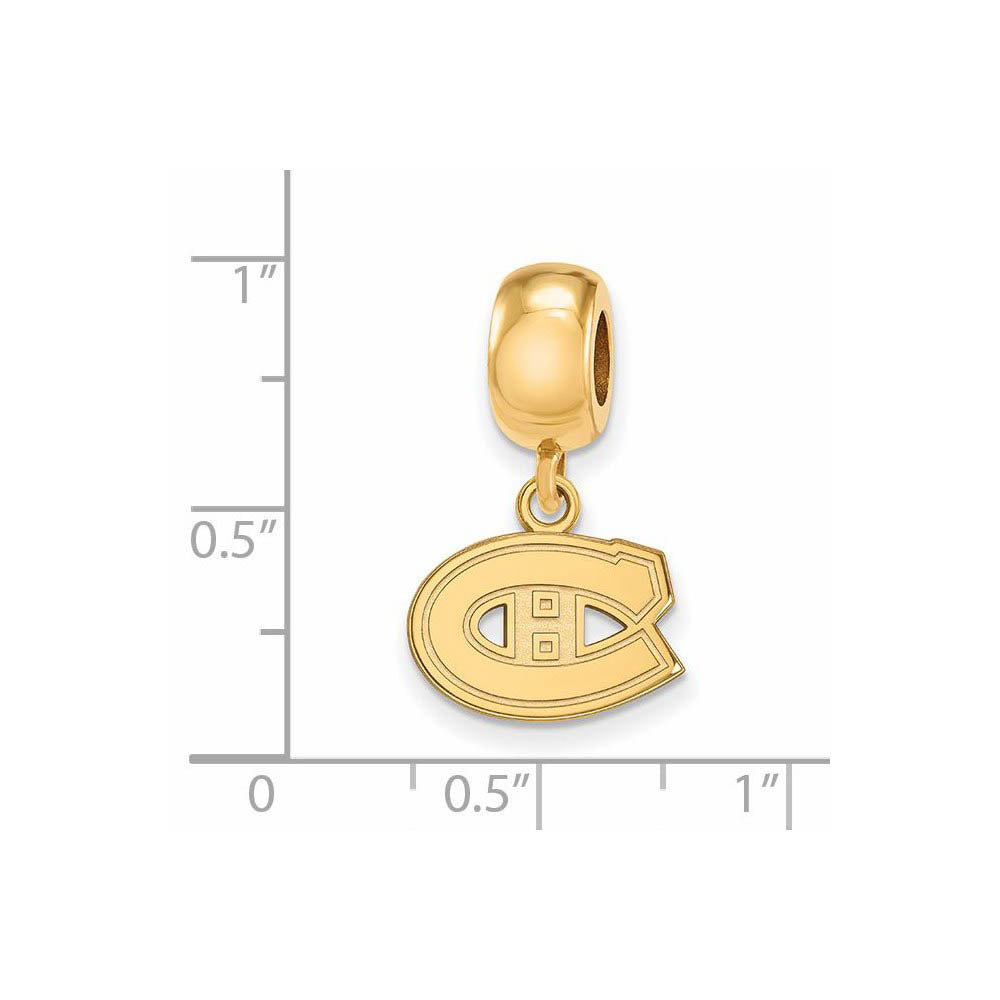 Alternate view of the 14KY Gold Plated Sterling Silver NHL Montreal Canadiens XS Dangle Bead by The Black Bow Jewelry Co.